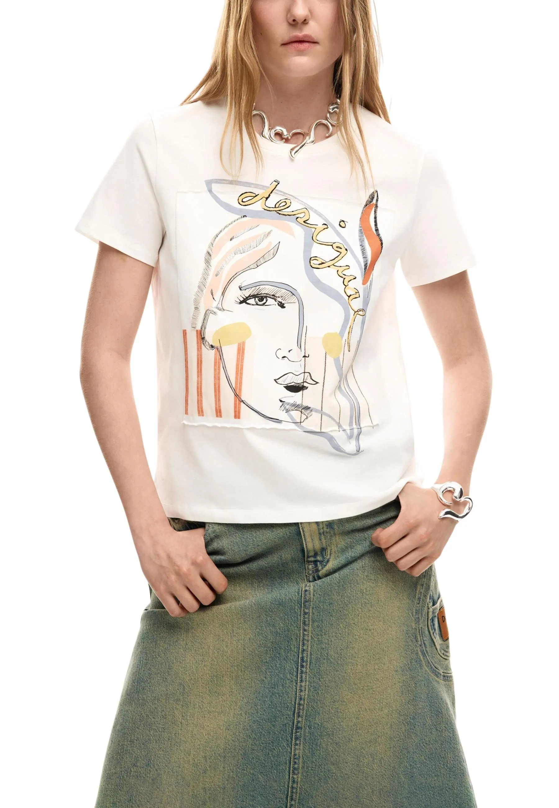 Desigual Damen T-Shirt Weiß 506344
