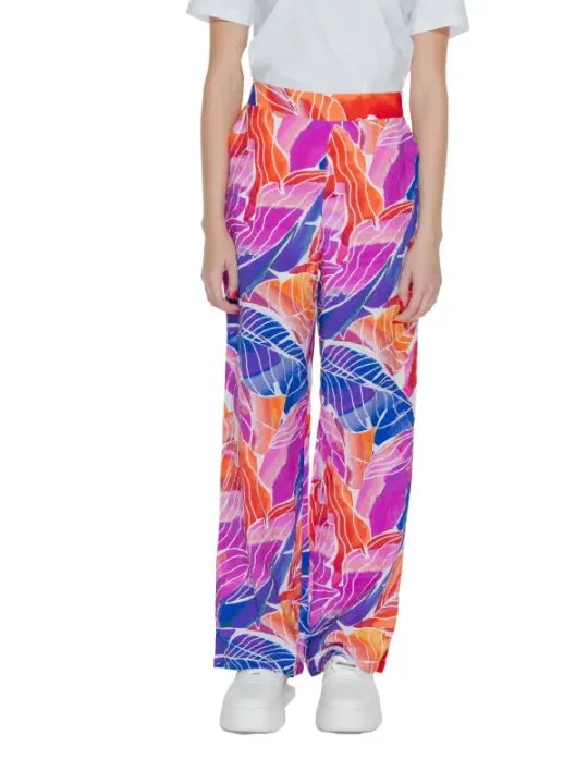 Bunte Blätter gemusterte Damenhose Vila