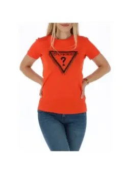 Guess Damen T-Shirt mieten - Korallenfarben, 100% Baumwolle