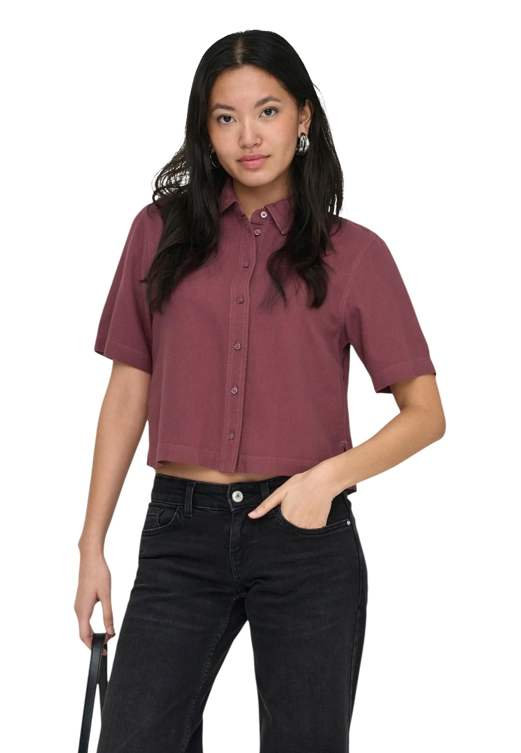 Only Damen Hemd Bordeaux 513009