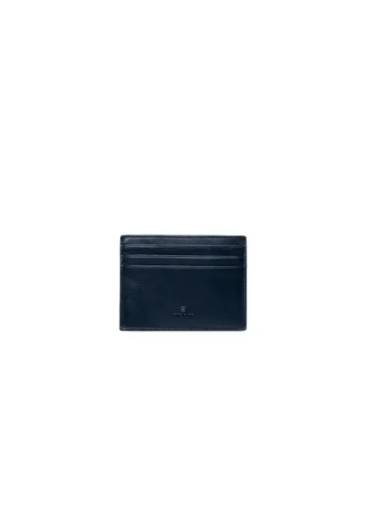 Schwarze Lederkartenbörse mit Logo