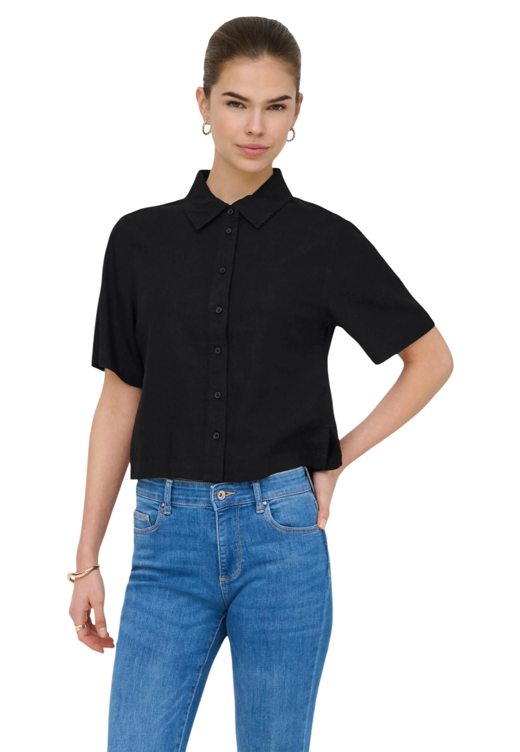 Only Damen Hemd Schwarz 513006