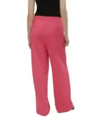 Pinke, hochtaillierte, weite Stoffhose