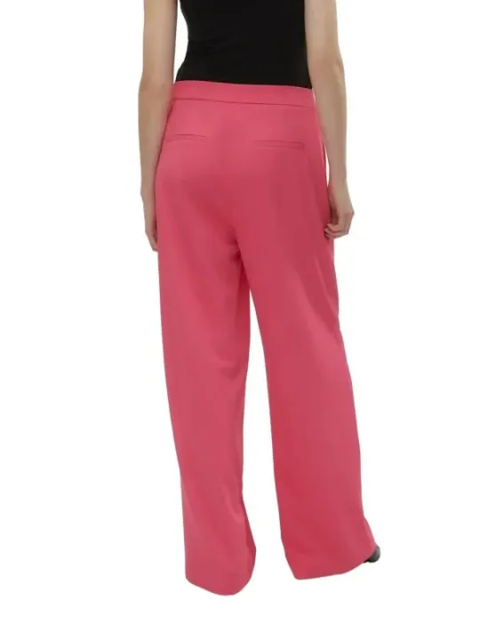 Pinke, hochtaillierte, weite Stoffhose