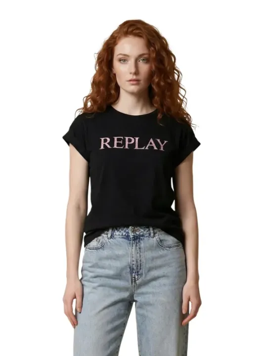 Replay Damen T-Shirt Schwarz | online kaufen