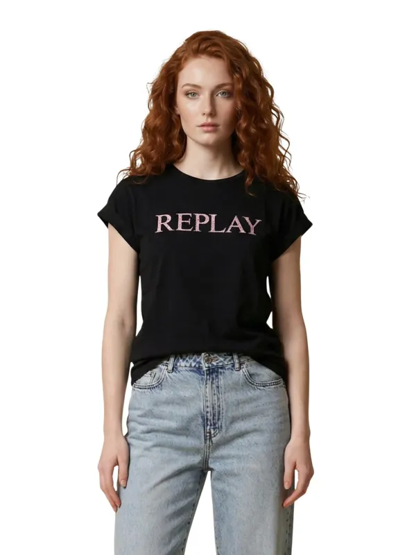 Replay Damen T-Shirt Schwarz | online kaufen