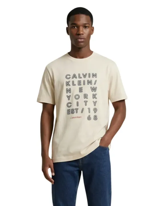 Calvin Klein Jeans Herren T-Shirt Beige | online kaufen