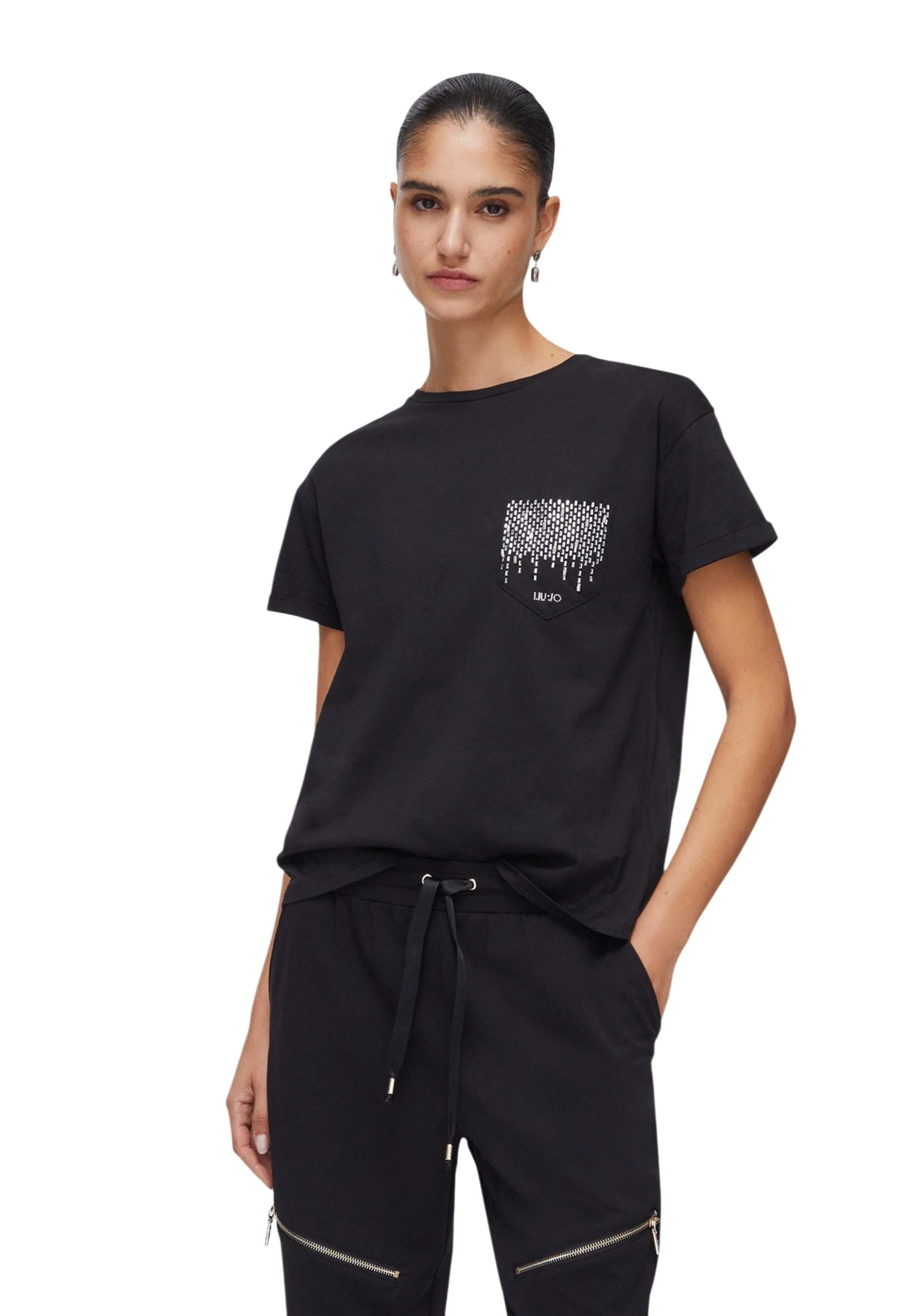 Liu Jo Damen T-Shirt Schwarz 512149