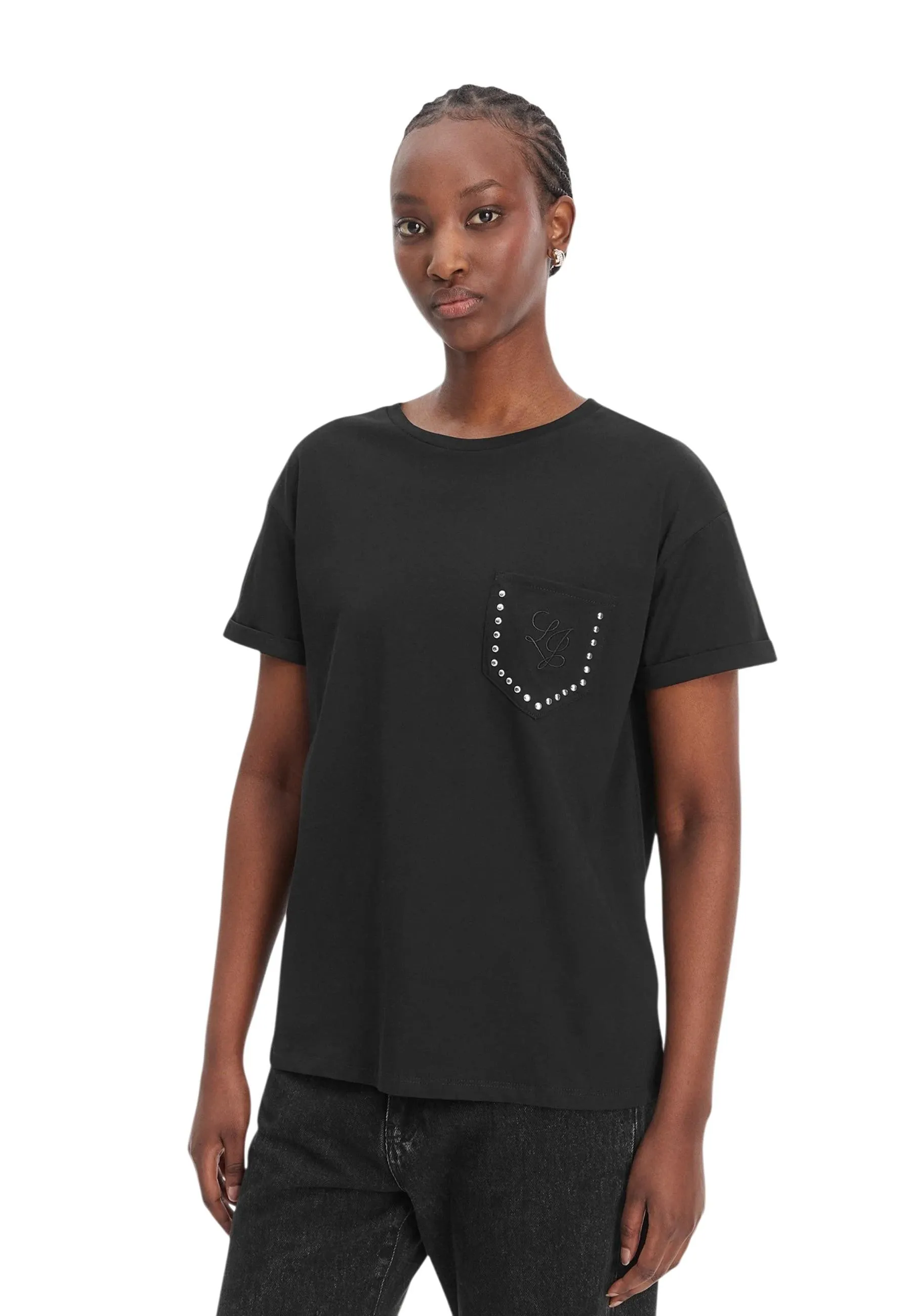 Liu Jo Damen T-Shirt Schwarz 512151