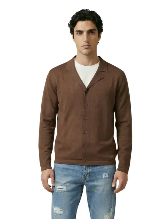 Gianni Lupo Herren Cardigan Braun | online kaufen