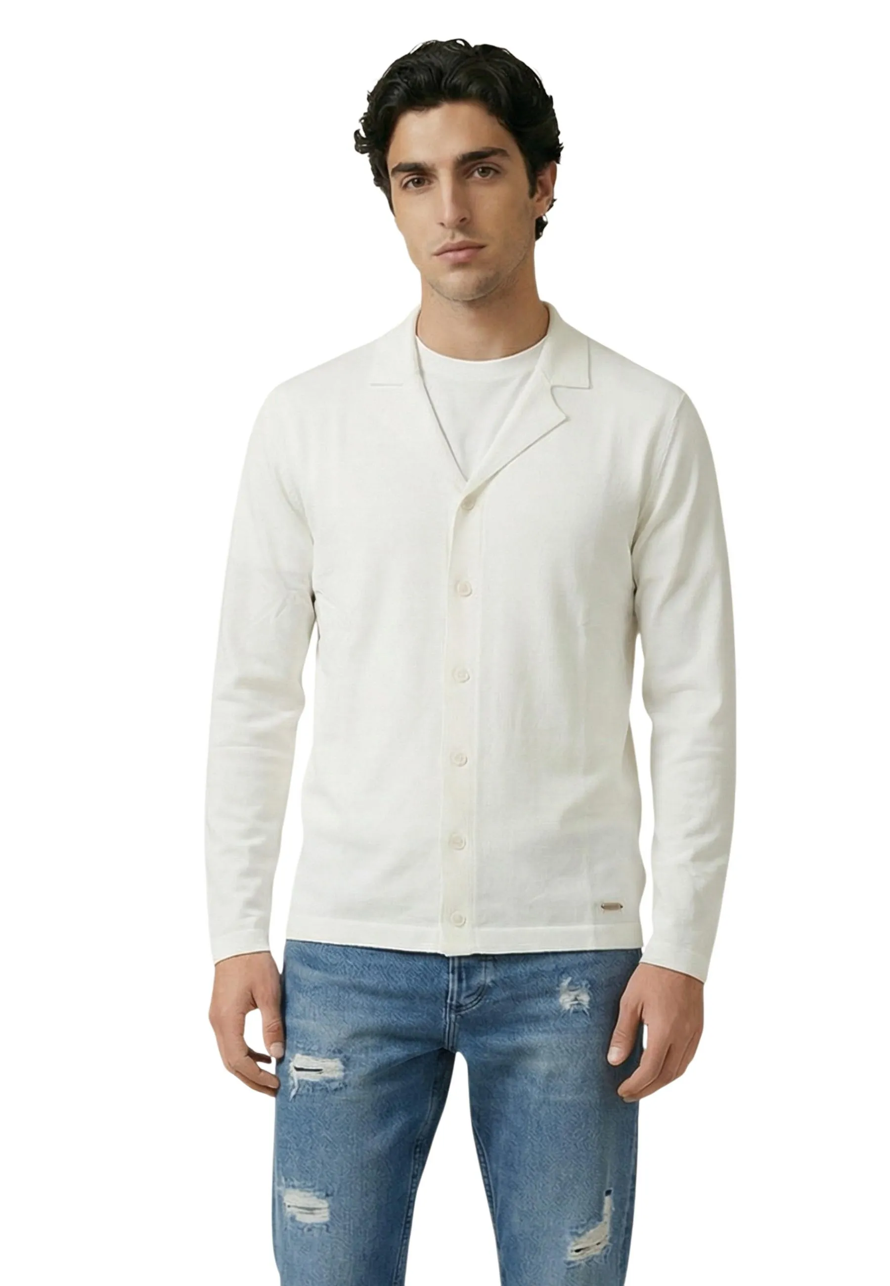 Herren Cardigan Weiß 511711
