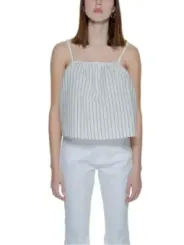 Gestreiftes Tanktop mit Rüschenausschnitt