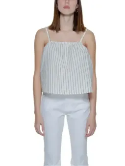 Gestreiftes Tanktop mit Rüschenausschnitt