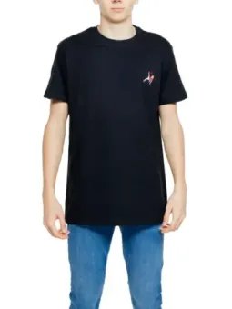 Schwarzes T-Shirt mit Vogel-Stickerei