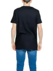 Charcoalgraues Baumwoll-T-Shirt mit Rundhalsausschnitt