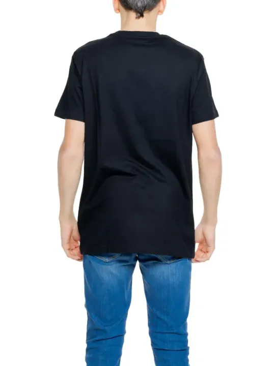 Charcoalgraues Baumwoll-T-Shirt mit Rundhalsausschnitt