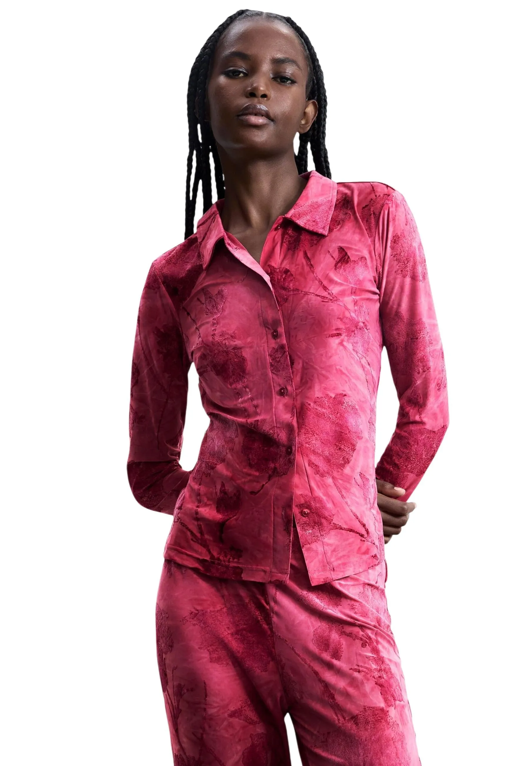 Damen Hemd Fuchsinrot 516579