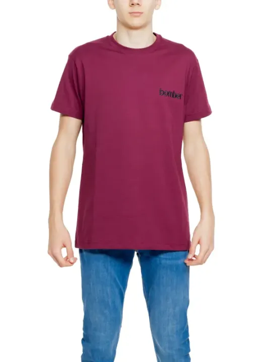 Merlotfarbenes T-Shirt mit Hunter-Logo