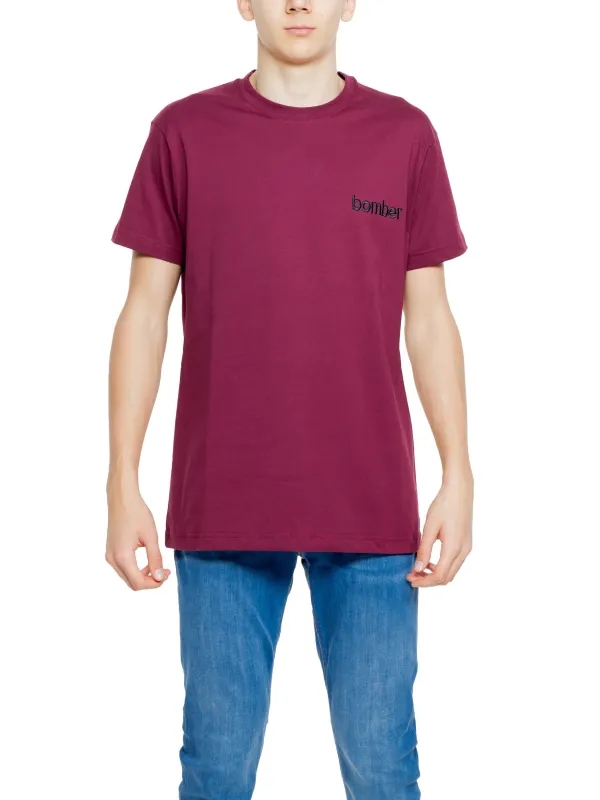 Merlotfarbenes T-Shirt mit Hunter-Logo