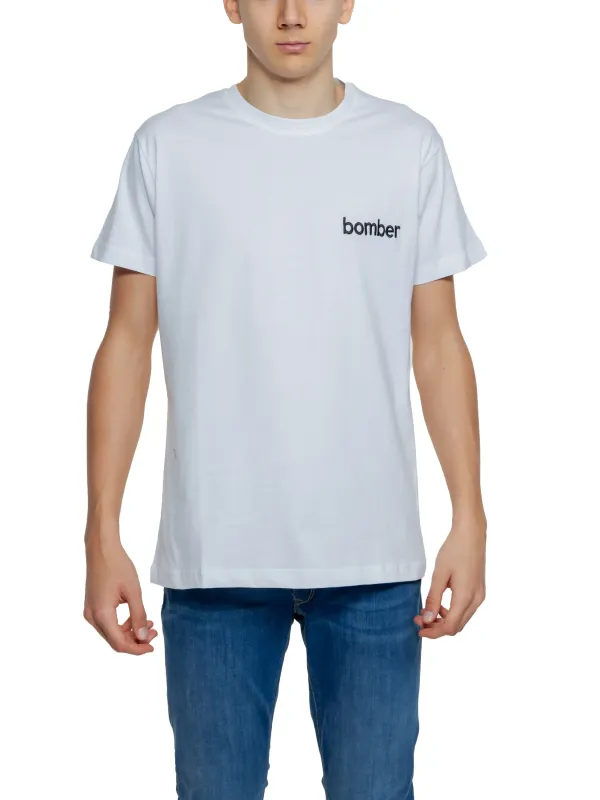 Weißes T-Shirt mit Bomber-Aufdruck