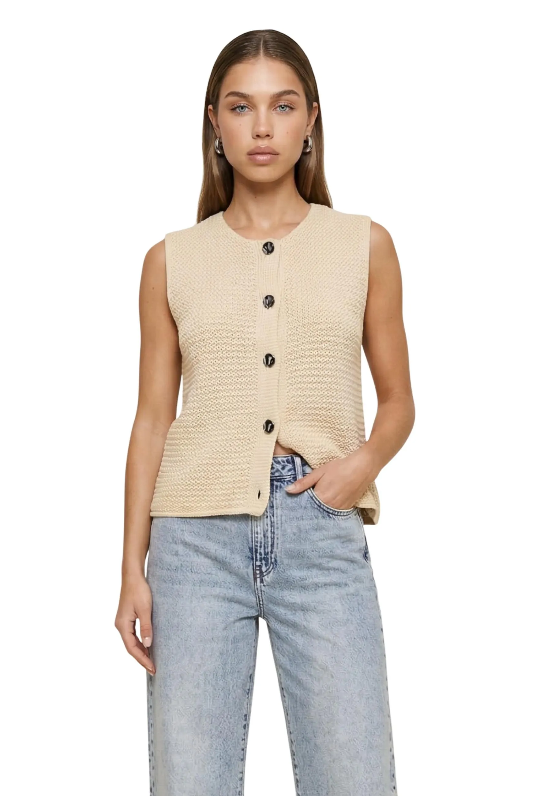Damen Weste Beige 516549