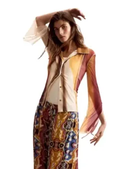 Desigual Damen Hemd Beige mieten - Flex-Fashion Verleih-Shop