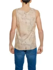 Beiges Tanktop mit Weltkartenmuster