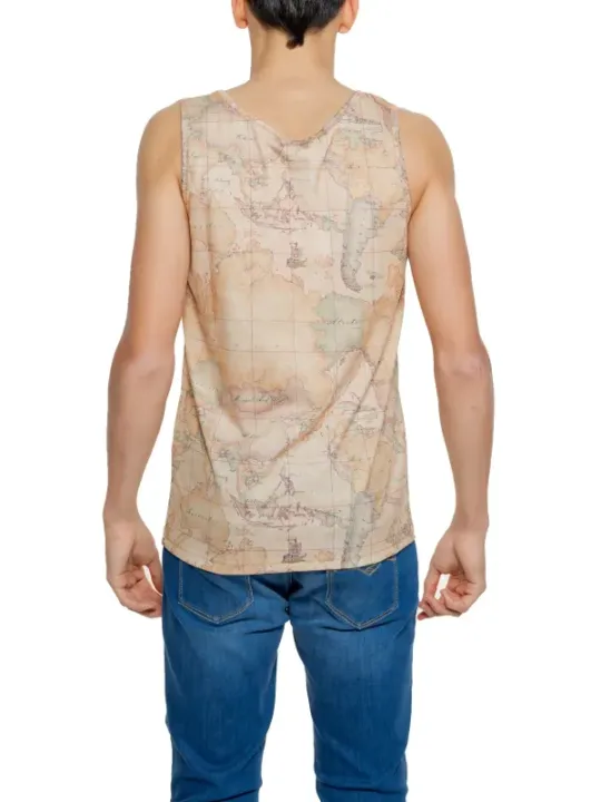 Beiges Tanktop mit Weltkartenmuster
