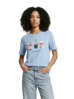 Miete Damen T-Shirt Azurblau aus Bio-Baumwolle - Flex-Fashion