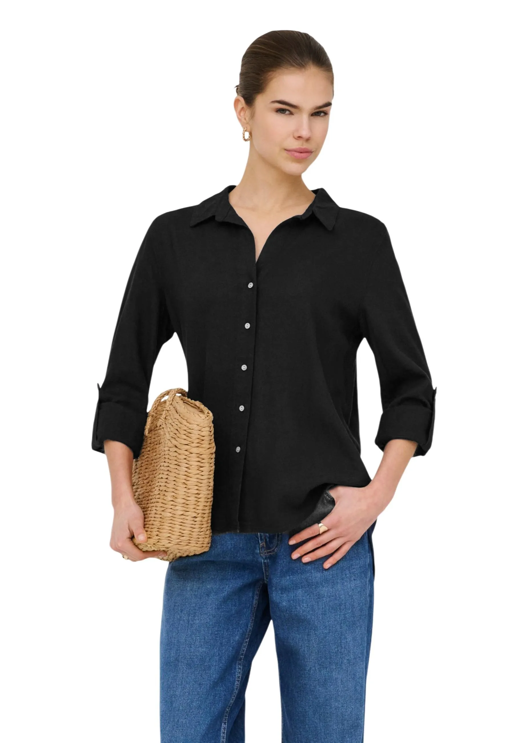 Only Damen Hemd Schwarz 515653