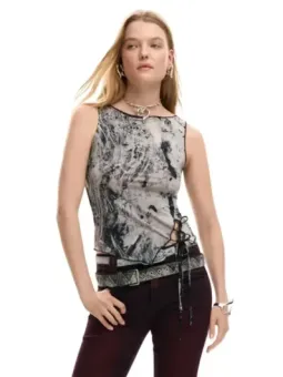 Desigual Damen Top Grau mieten - Flex-Fashion Verleih-Shop