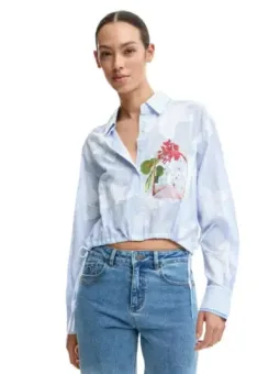 Azurblaues Desigual Damen Hemd mieten – Flex-Fashion Verleih