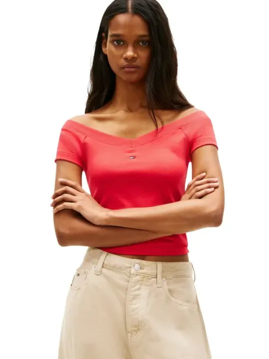 Tommy Hilfiger Jeans Damen T-Shirt Rot | online kaufen