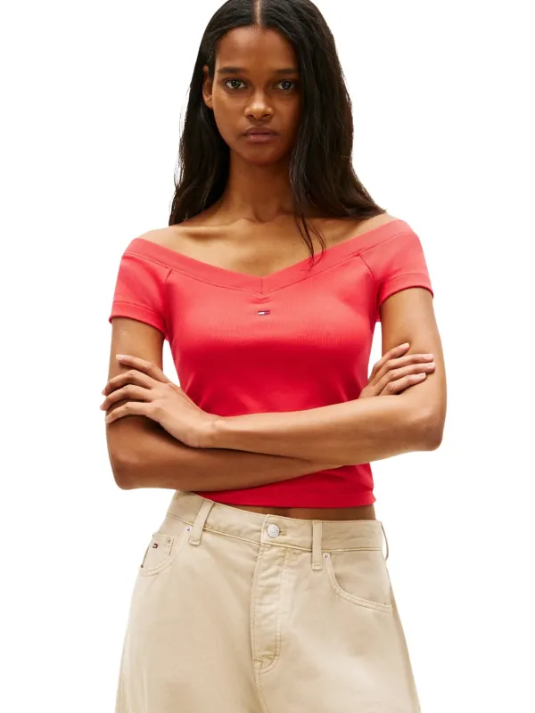 Tommy Hilfiger Jeans Damen T-Shirt Rot | online kaufen