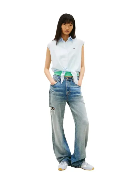 Tommy Hilfiger Jeans Damen Hemd Azurblau | online kaufen