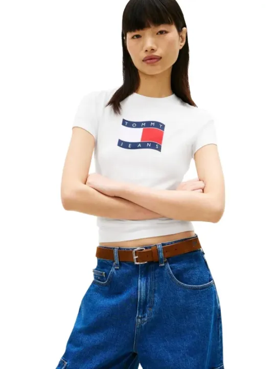 Tommy Hilfiger Jeans Damen T-Shirt Weiß | online kaufen
