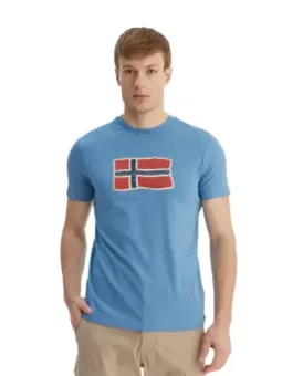 Azurblaues Napapijri Herren T-Shirt mieten - Flex-Fashion