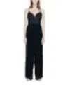Schwarzer Spitzen- und Chiffon-Jumpsuit