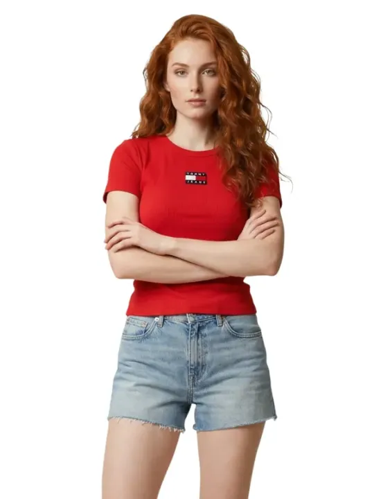 Tommy Hilfiger Jeans Damen T-Shirt Rot | online kaufen