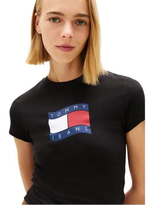 Tommy Hilfiger Jeans Damen T-Shirt Schwarz | online kaufen
