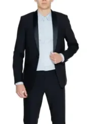 Schwarzes Anzugset mit blauem Detail