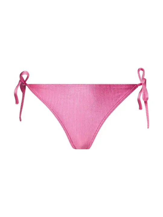 Korallenfarbene gerippte String-Bikini-Unterteile