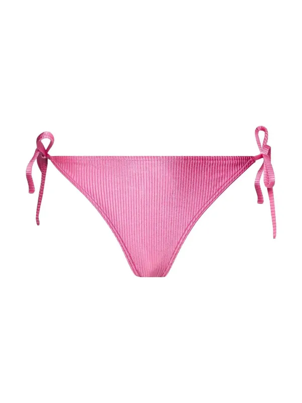 Korallenfarbene gerippte String-Bikini-Unterteile