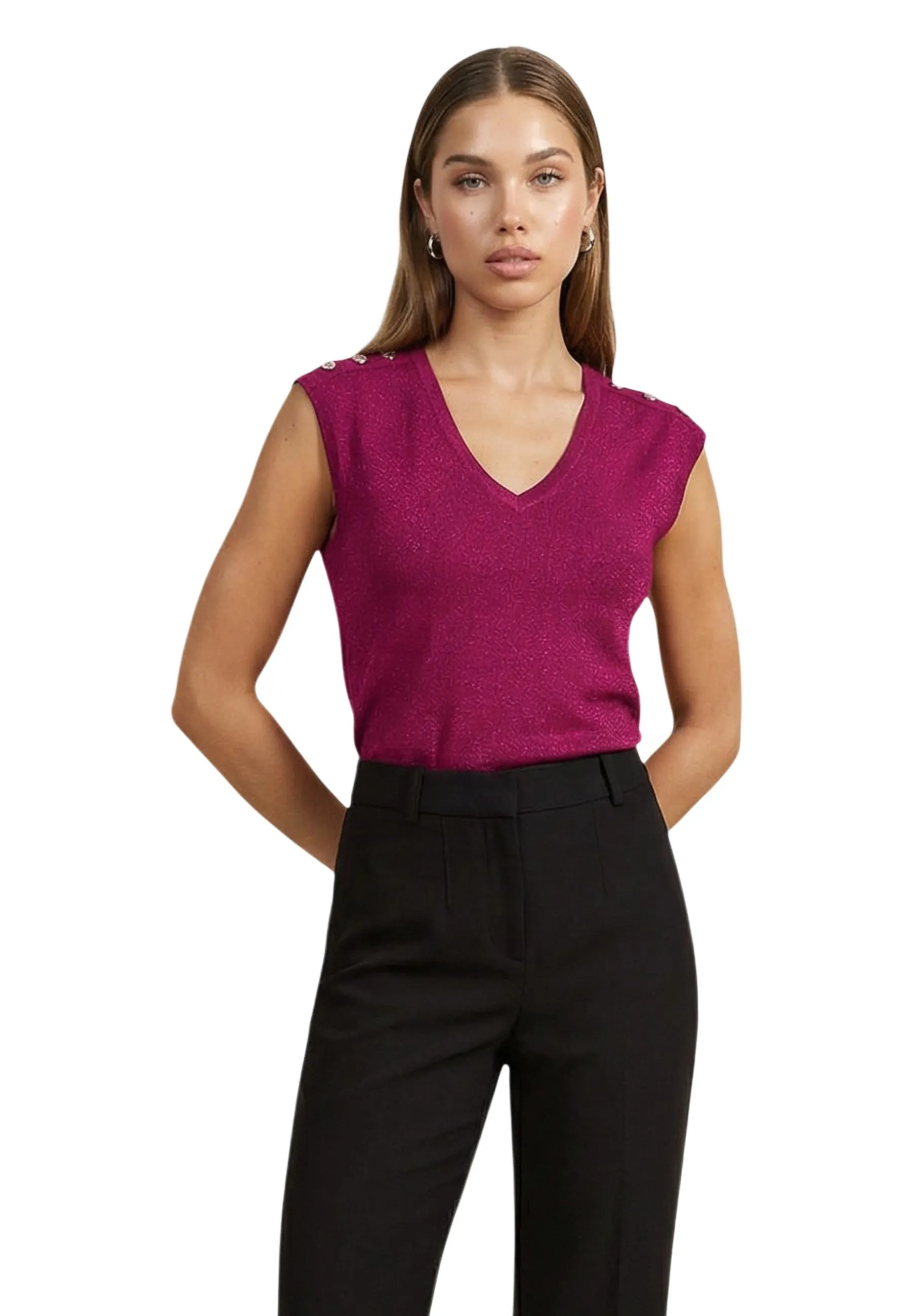 Damen Top Fuchsinrot 517618