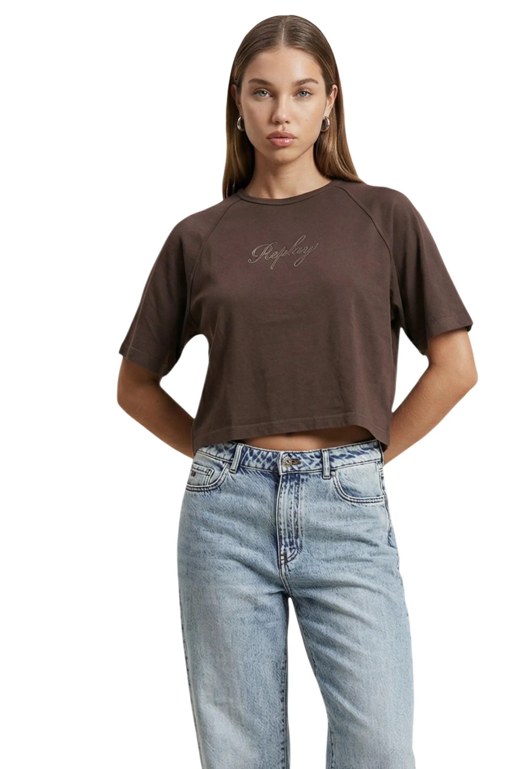 Replay Damen T-Shirt Braun 517200