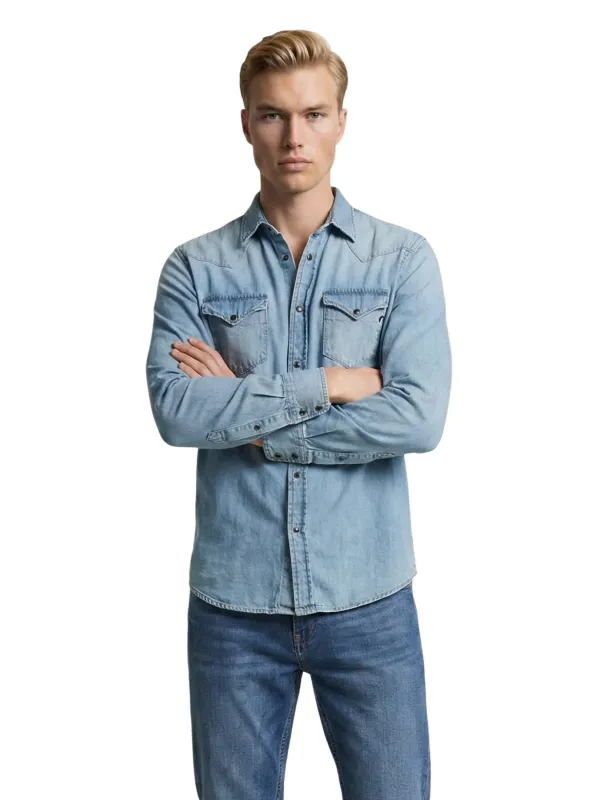 Replay Herren Hemd Azurblau | online kaufen