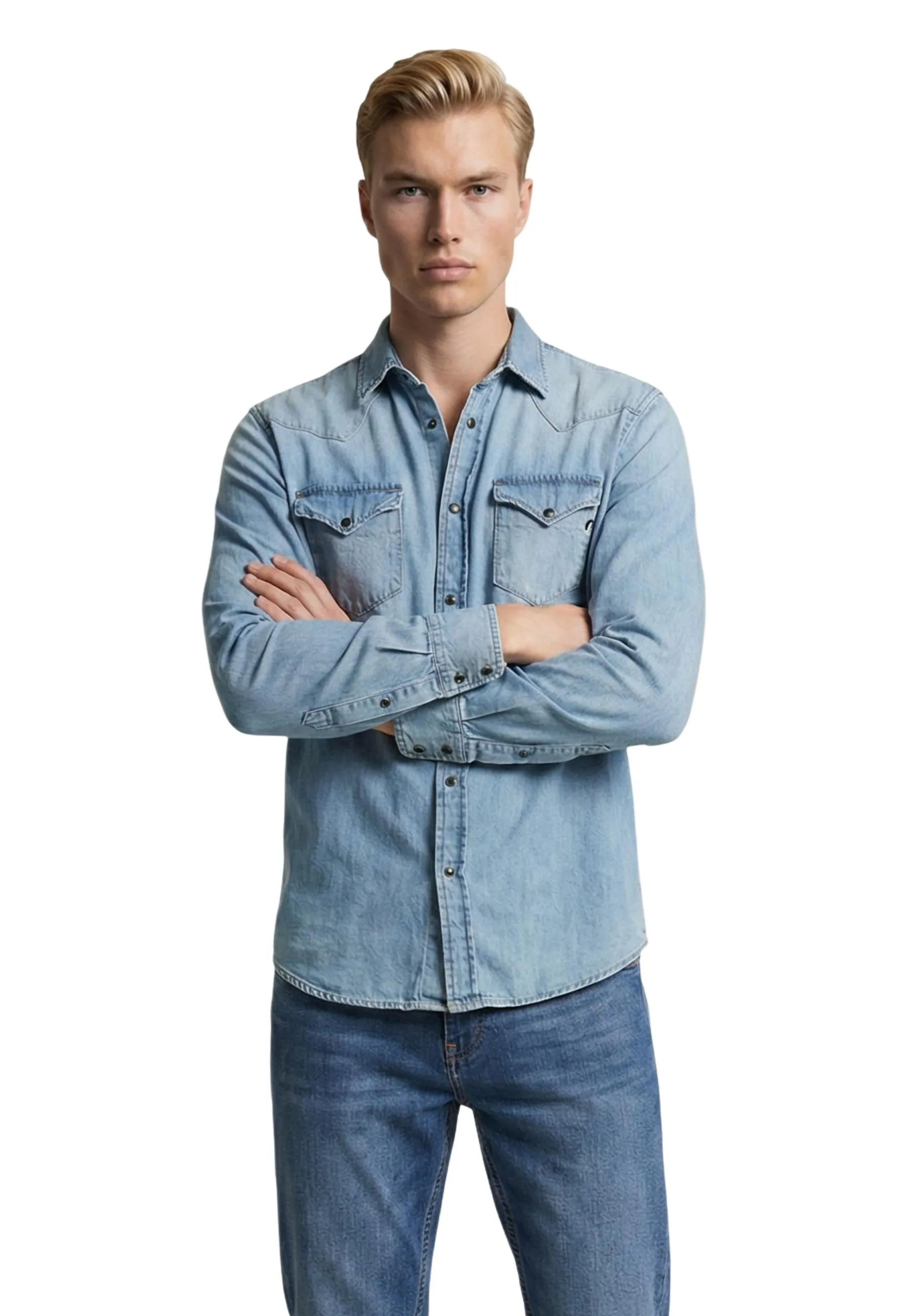 Replay Herren Hemd Azurblau 517621