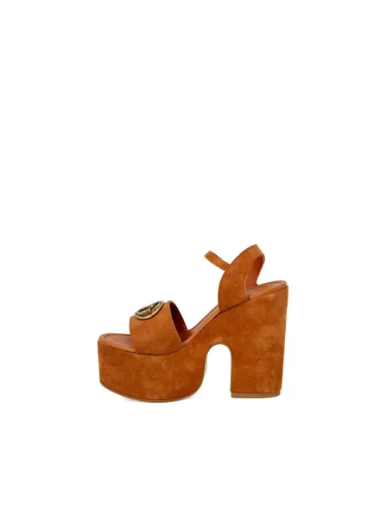 Tan Wildleder Guess Absatzsandalen