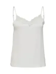 Beige Spaghettiträgeroberteil mit Spitzenakzenten