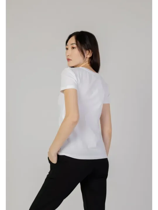 Weißes Baumwoll-T-Shirt schlicht geschnitten